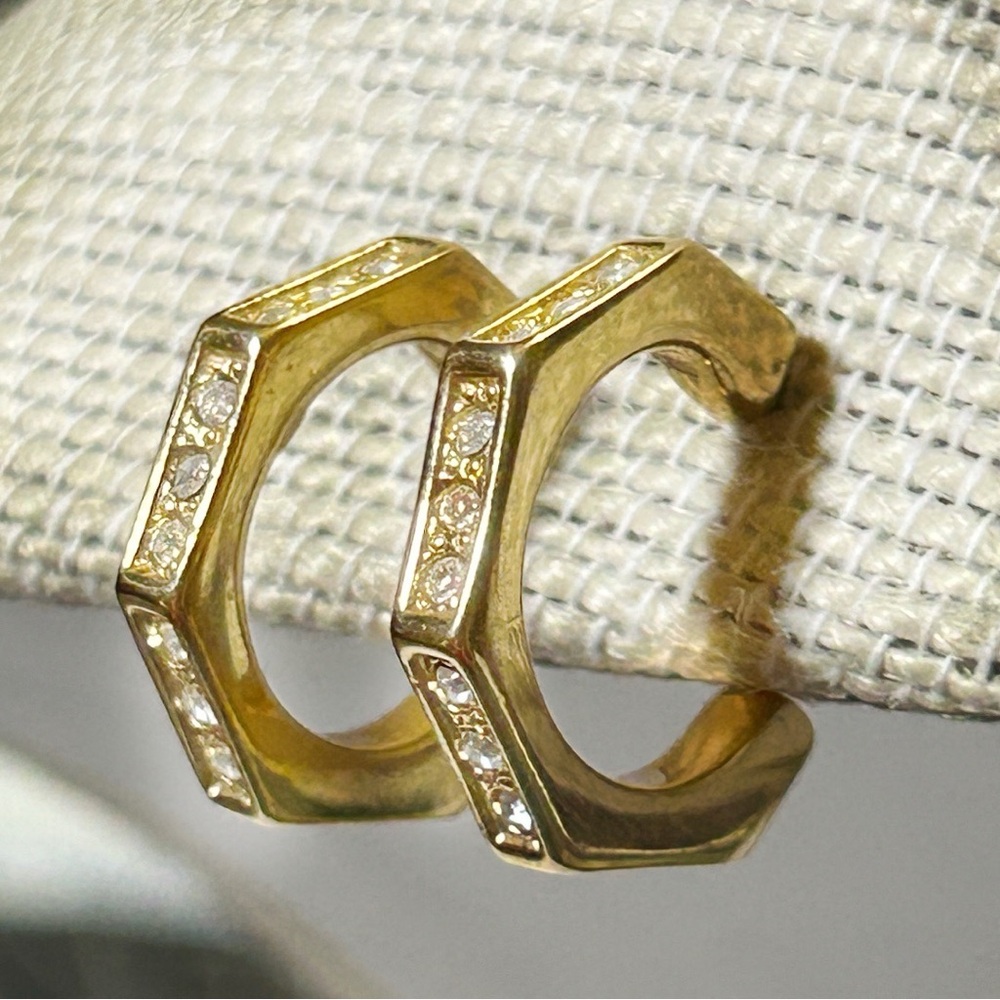 Gold Hexagon Hoop Earrings